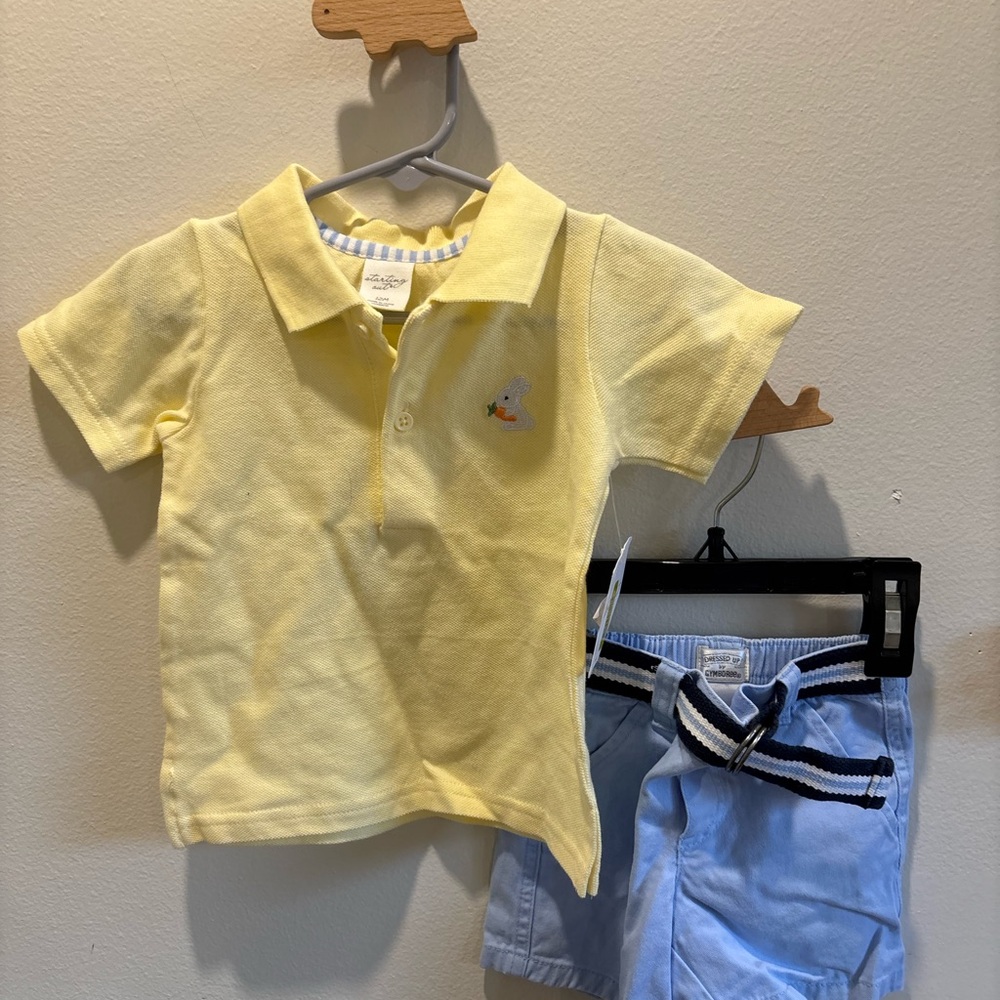 Starting Out Pale Yellow Polo with Duck Embroidery